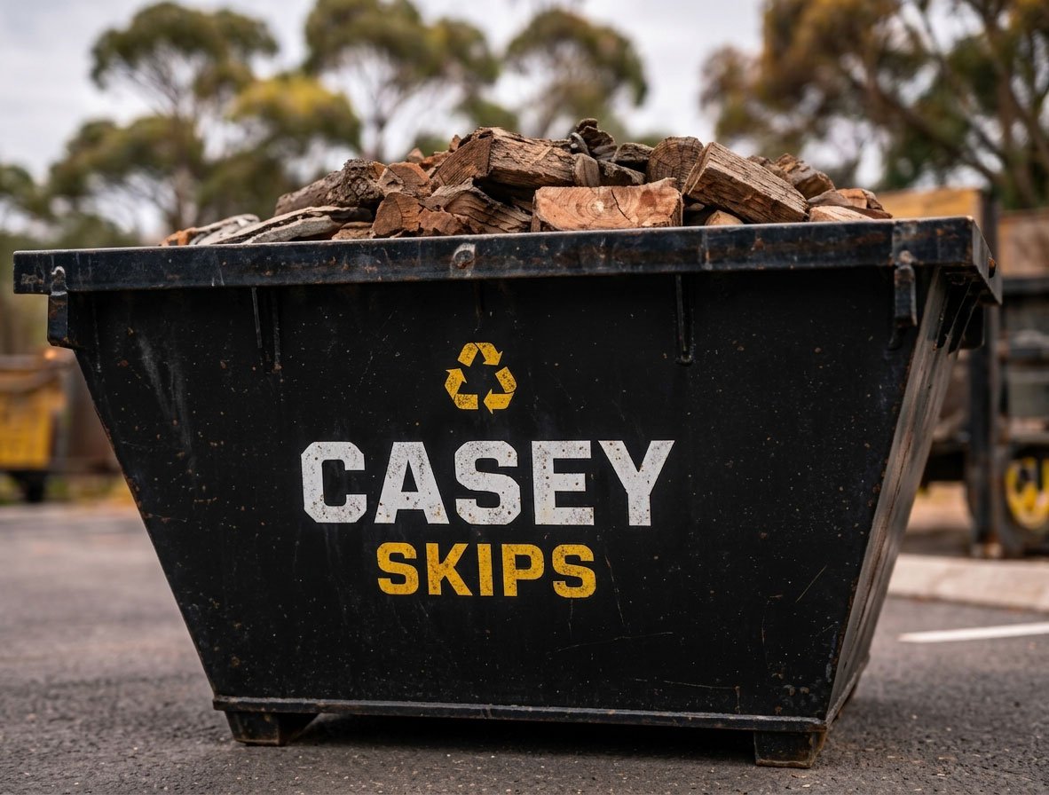 Casey Skips Bin filled with bricks