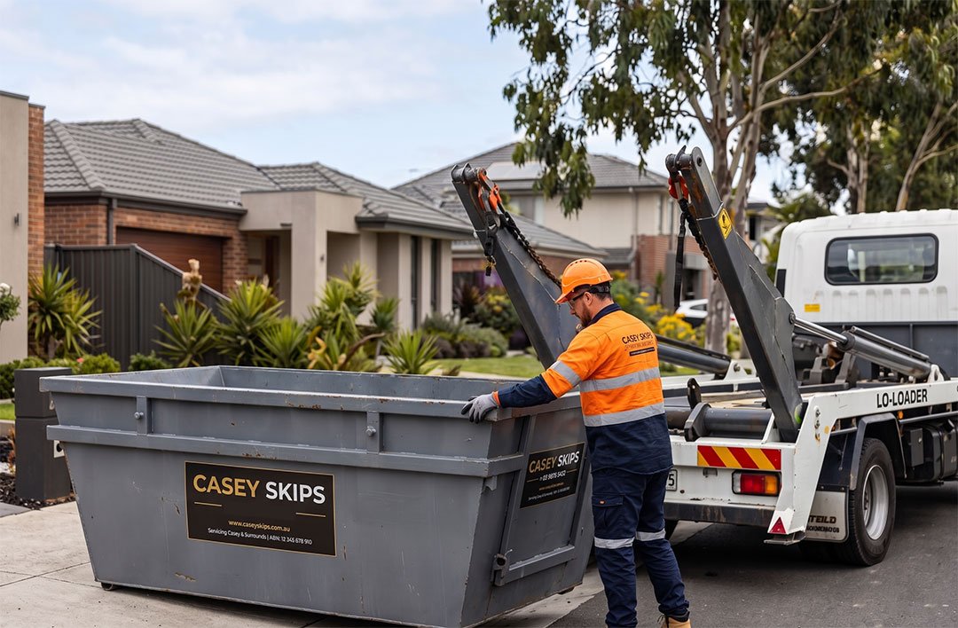 Skip bin delivery truck